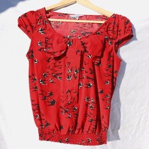 Vintage Alfred Hitchcock inspired vibrant bow top